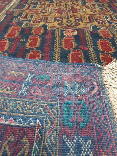 Handmade Red Black 6×3 Oriental Afghan Balochi 96 KPSI Rug 100% Wool Pile & Base