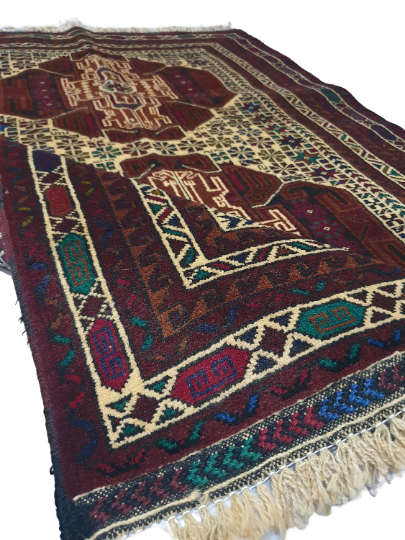 Handmade Afghan Baloch 7×4 100% Wool Rug Oriental Black Red 110 KPSI Handknotted