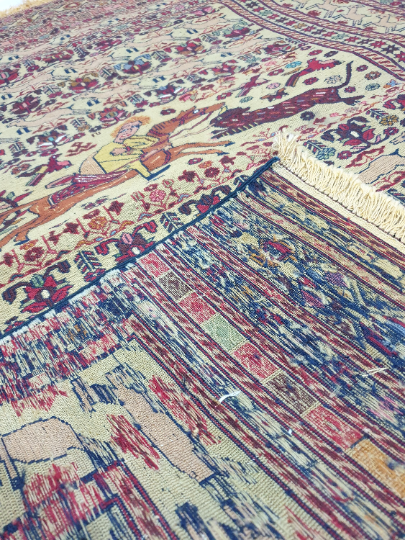 Oriental Beige Red 6×4 Afghan Maliki 100% Handwoven Wool Tapestry Kilim Wall Rug