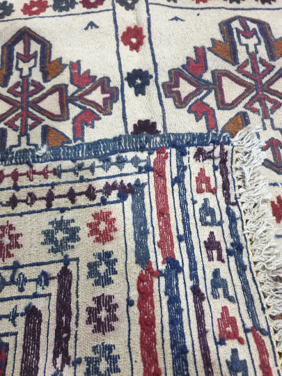 Oriental Brown Beige Handwoven 6×4 Afghan Tamanai Kilim Tapestry 100% Wool Rug