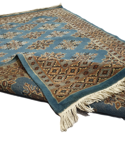 Handmade 5×3 Pak Blue Brown Wool Cotton Jaldar Bedroom Floor Area Rug Carpet